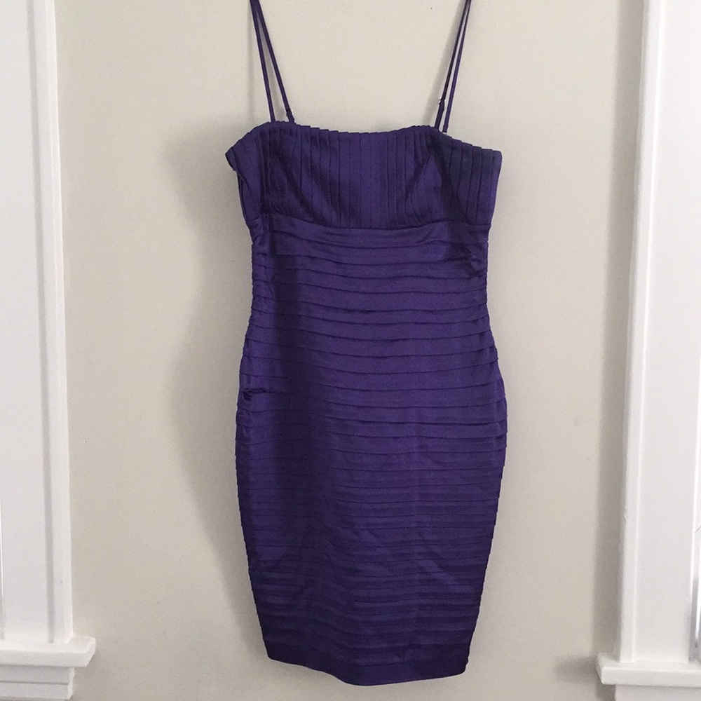 Purple Calvin Klein Pleated Bandage Dress